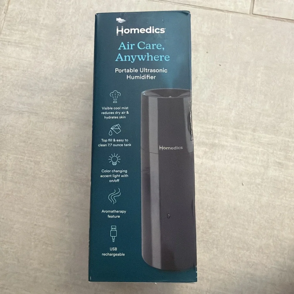HoMedics Ultrasonic Portable Humidifier Red UHE-CMP17-BkUSB Rechargeable